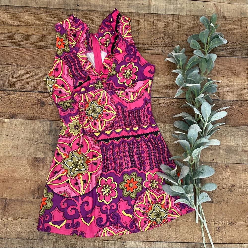 SORORITY GROOVY 60's Hot Pink Floral Mini-Dress 👗 THEME Party???